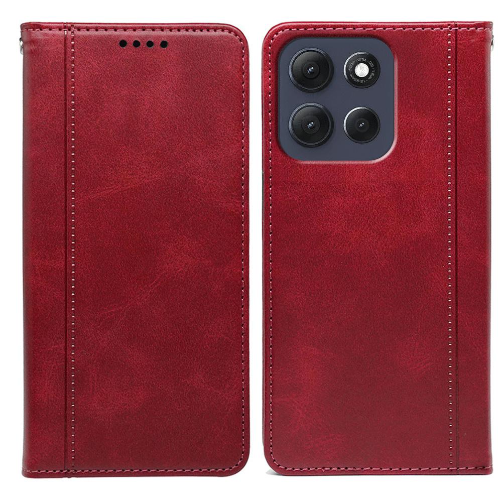 For Motorola Moto G86 5G Case Hidden Magnetic Closure Calf Texture Leather Phone Cover