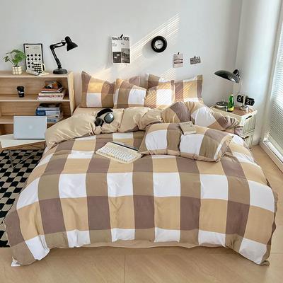 New Small Fresh Washed Cotton Four-piece Four-season Universal Bedding Kit Simple and Fashionable Small Stripes