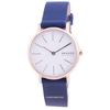 Relógio Feminino Signatur Mostrador Branco Pulseira de Couro Azul Quartzo SKW2838