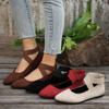 European and American Foreign Trade Large Size Flat Bottom Elastic Band Shallow Mouth Single Shoes Women's Suede Pointed Foot Cover Lazy Work Shoes