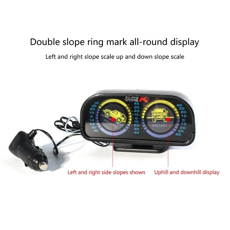 Slope Meter HUD Inclinometer with LED Light Car Digital Display Level Tilt Gauge 12V Car Slope Meter Adjustable Base