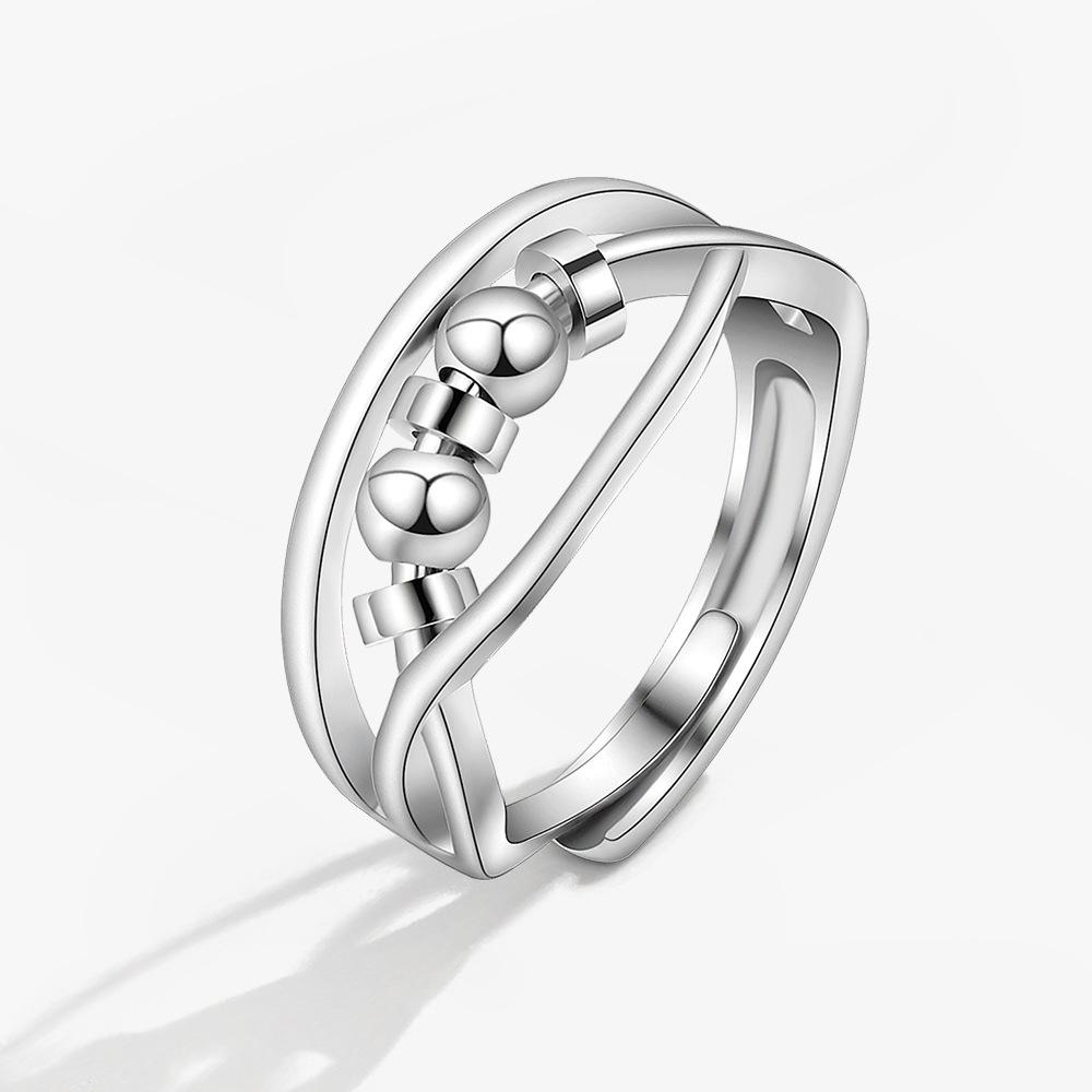 Anti Stress Anxiety Silver Ball Rings 925 Women Men Spinner Fidget Rings Vintage Gold Couple Anillos Jewelry Gift