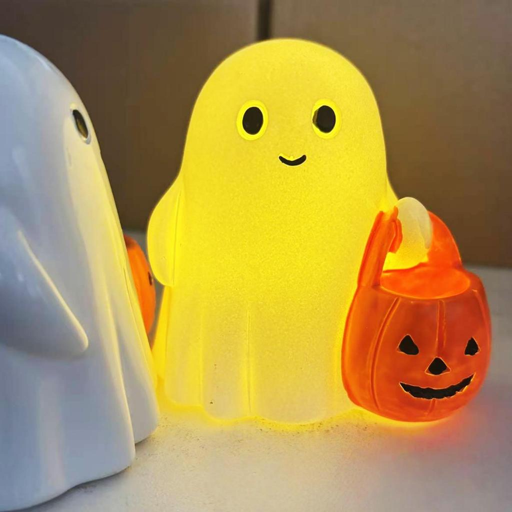 Sarı Parlayan Balkabağı Hayalet Cadılar Bayramı Reçine Masa Süsü