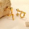 Ladies stainless steel earrings, snake spring metal stud earrings, wind square water drop versatile earrings fashion