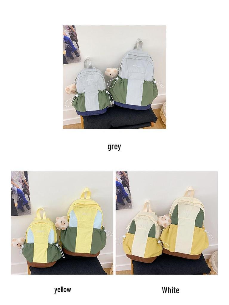 Autumn Waterproof Nylon Backpack: Versatile Color-Block Design for Students and Outings