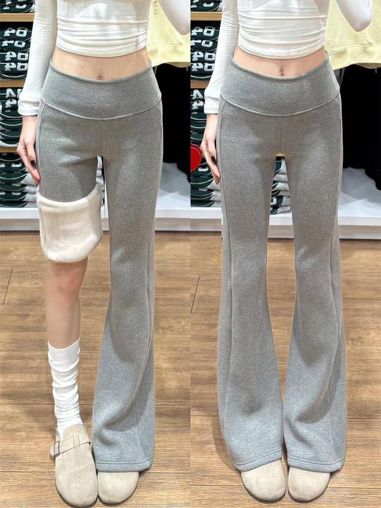 Women's Slimming Low-Waist Gray Flare Yoga Pants - 2026 Spring Collection