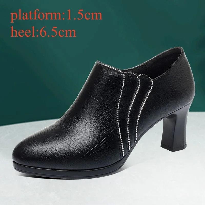 

Удобные туфли-лодочки из мягкой кожи с глубоким вырезом 6,5 см 8,5 см, женские туфли на блочном высоком каблуке, обувь для офиса, для модели, для мамы 34