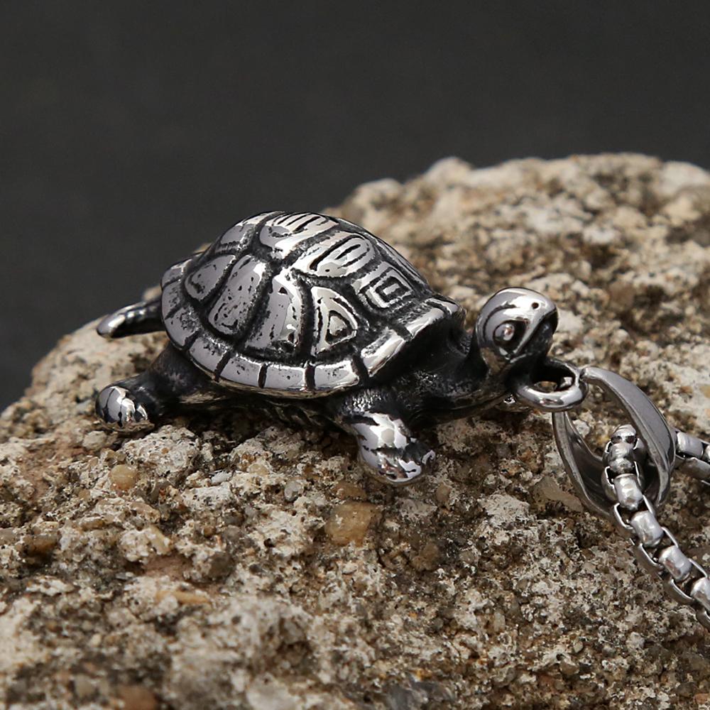 Creative Little Turtle Necklace for Men Women Stainless Steel Hip Hop Unique Animal Pendant Amulet Jewelry Dropshipping