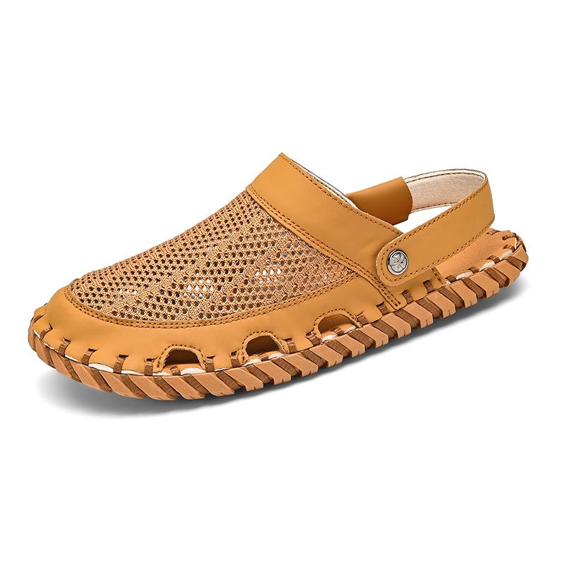 2024 Summer Men s Breathable Mesh Plus Size Closed-Toe Beach Sandals EU 39 пшеничный