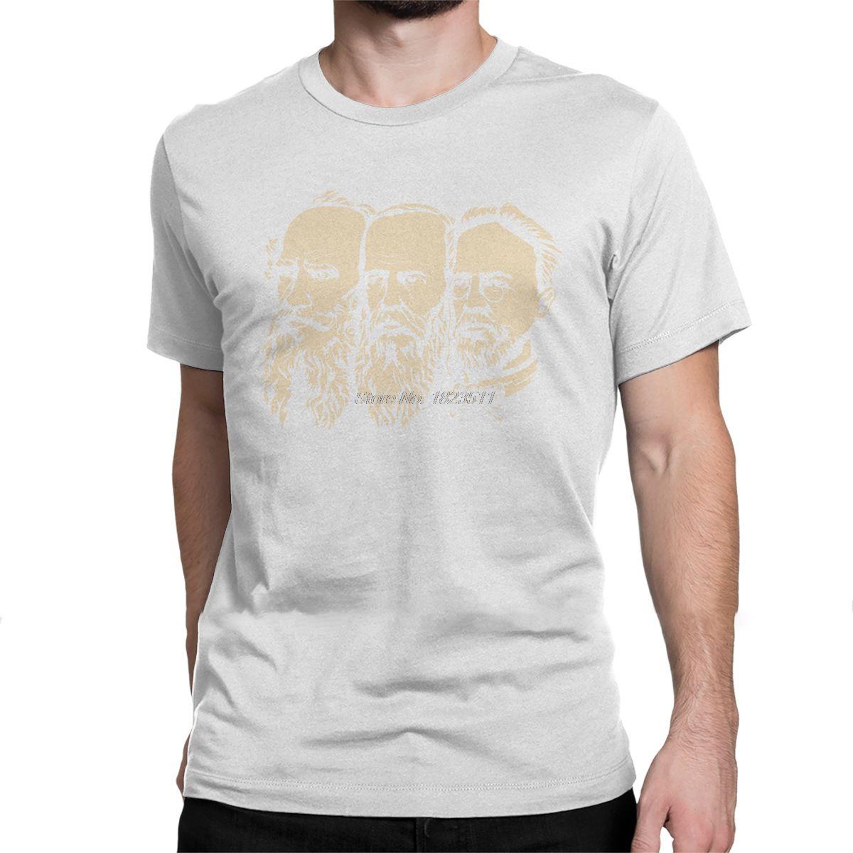 Men TShirt Russian Tolstoy Dostoevsky Chekhov Funny Pure Cotton Tees Short Sleeve Communist T Shirts Harajuku Streetwear S