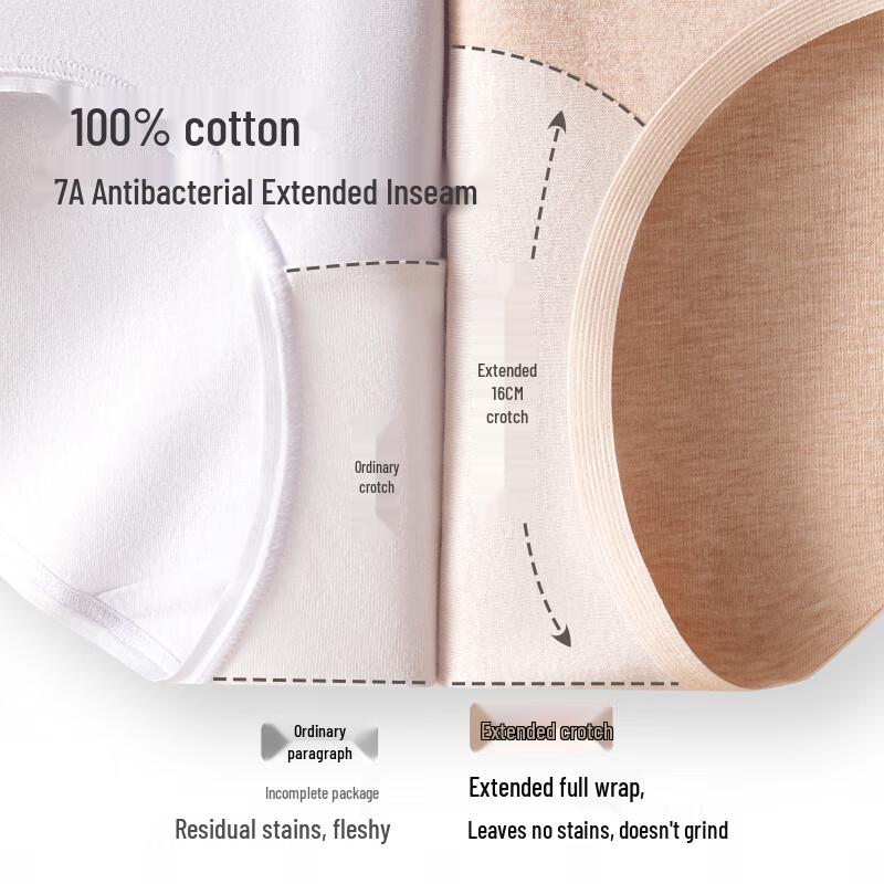 MIIOW Women's Pure Cotton Antibacterial Seamless Briefs 3-Pack