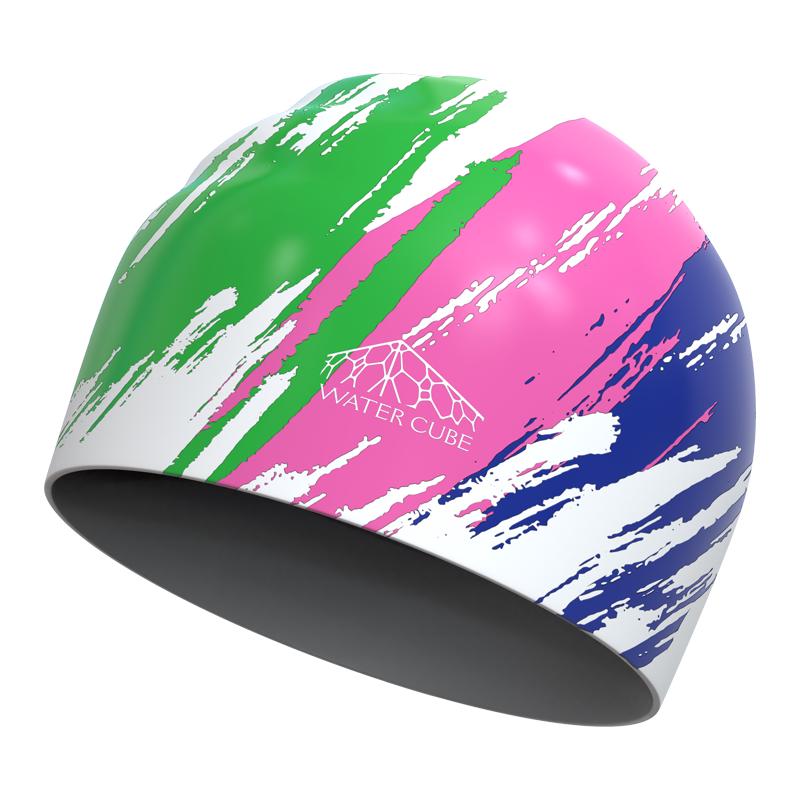 

Силіконова шапочка для плавання з принтом Водний куб Унісекс One Size