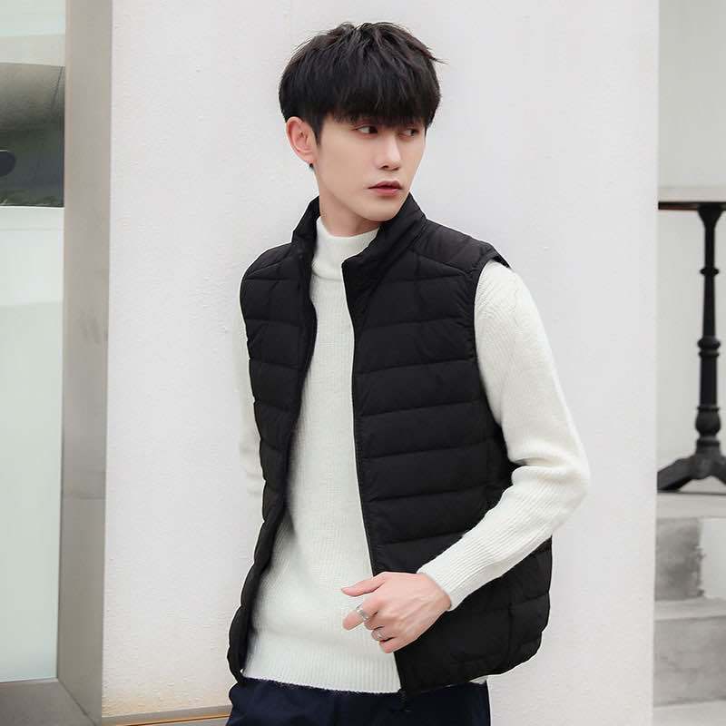 

Fleece men s liner seamless one volume light down jacket men s vest large size Pinghu down jacket vest winter S чёрный