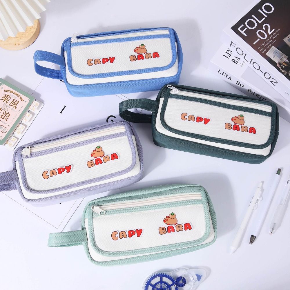 High Appearance Level Pen Bag Visible Stationery Kawaii Capybara Pencil Case  for Students