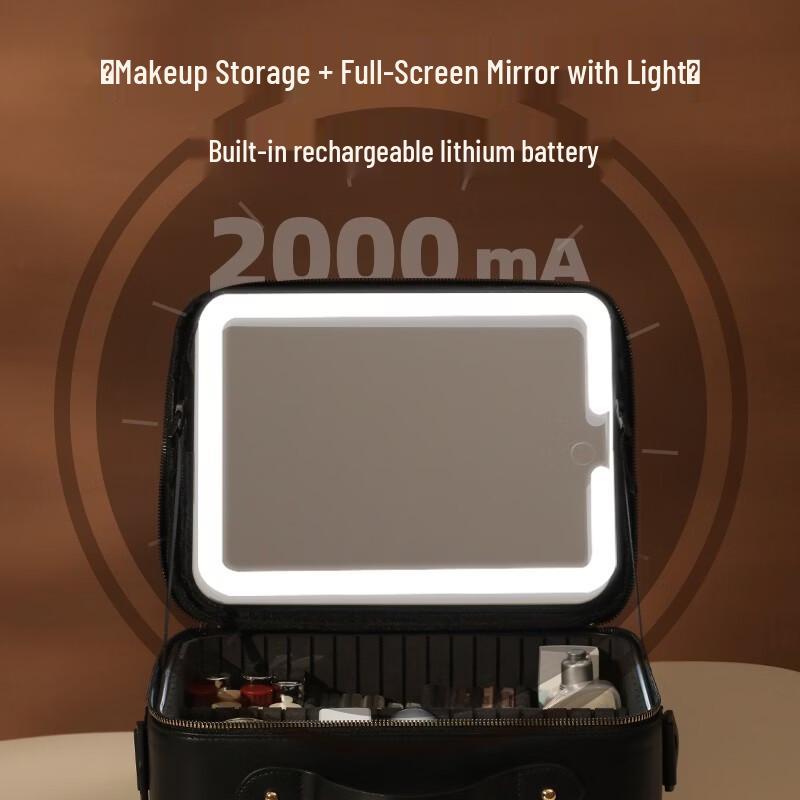 Portable LED Mirror Cosmetic Travel Bag