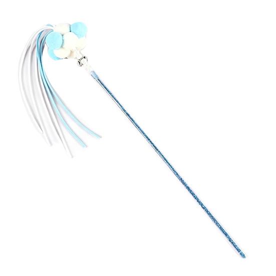 

Funny Cat Stick Toy Flexible Long Pole Cat Teaser Wand with Bell And Tassel Interactive Pom-Poms Teaser Wand for Indoor Cats синій