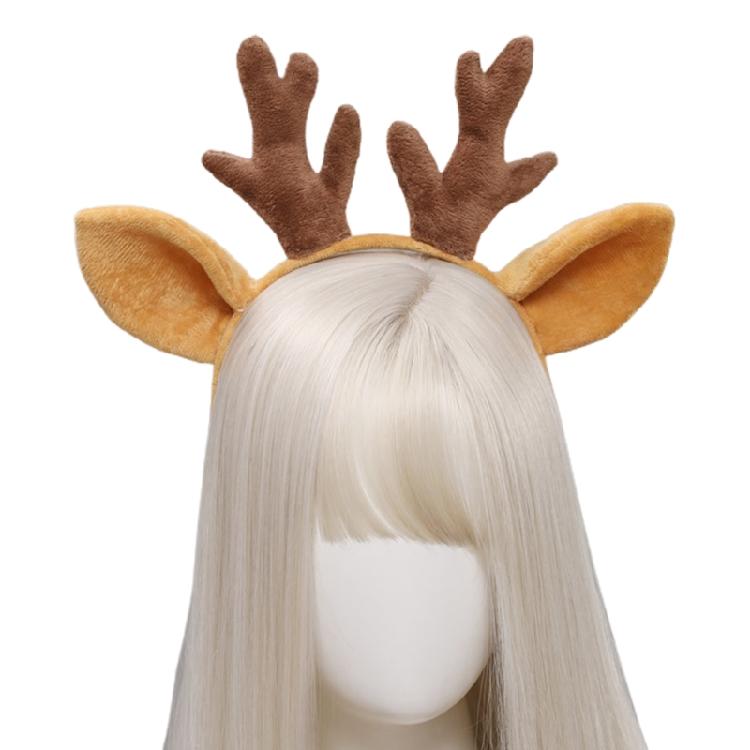 Cute Deer Ears Hair Hoop Plush Antlers Headband Cartoon Christmas Party Headband 1