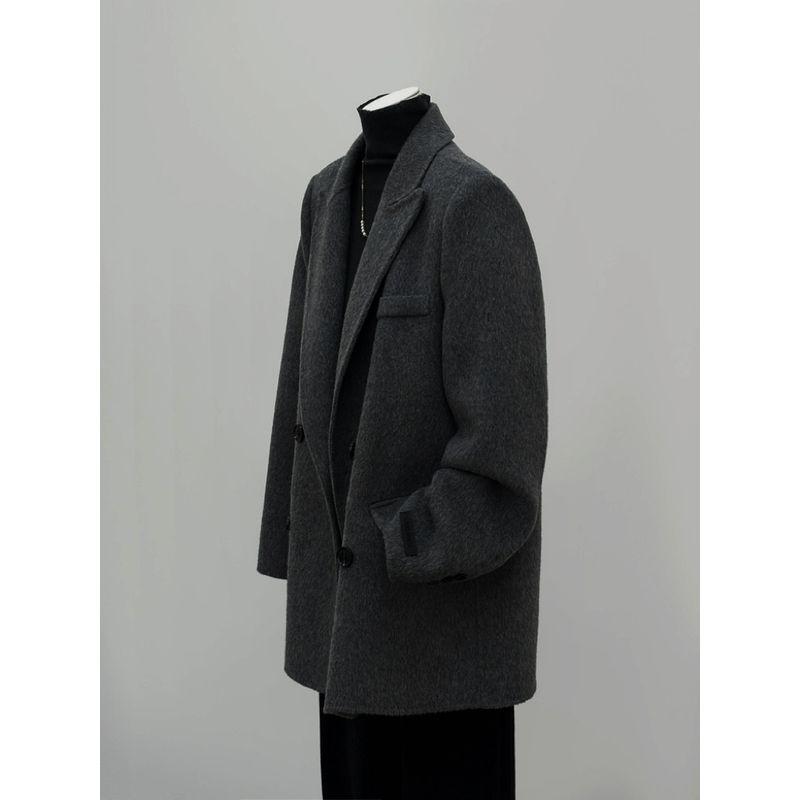 

Double Breasted Suit Wool Cashmere Coat for Women 2025 Fall and Winter New Woolen Coat Fancy Small Short Black Gray L