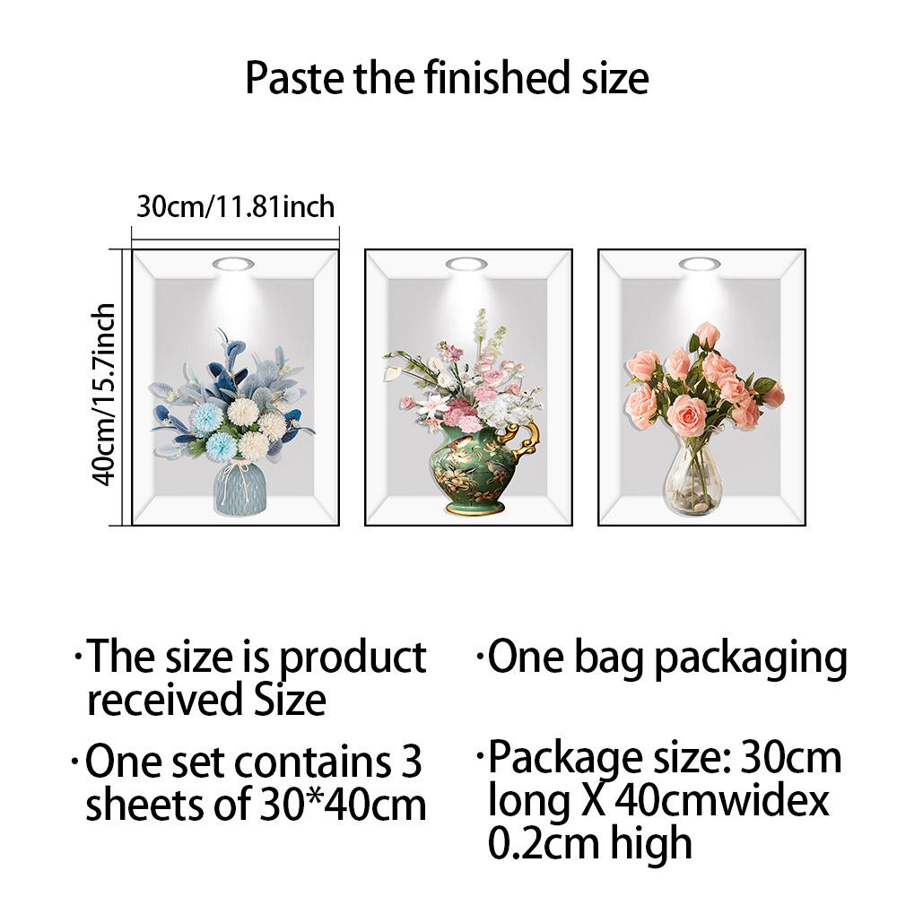 

3 шт. 3D набор наклеек на стену с цветами и растениями, сделай сам, Корона, стеклянные наклейки для гостиной, спальни, свадебный декор, самоклеящиеся наклейки на холодильник 30*40*3pcs