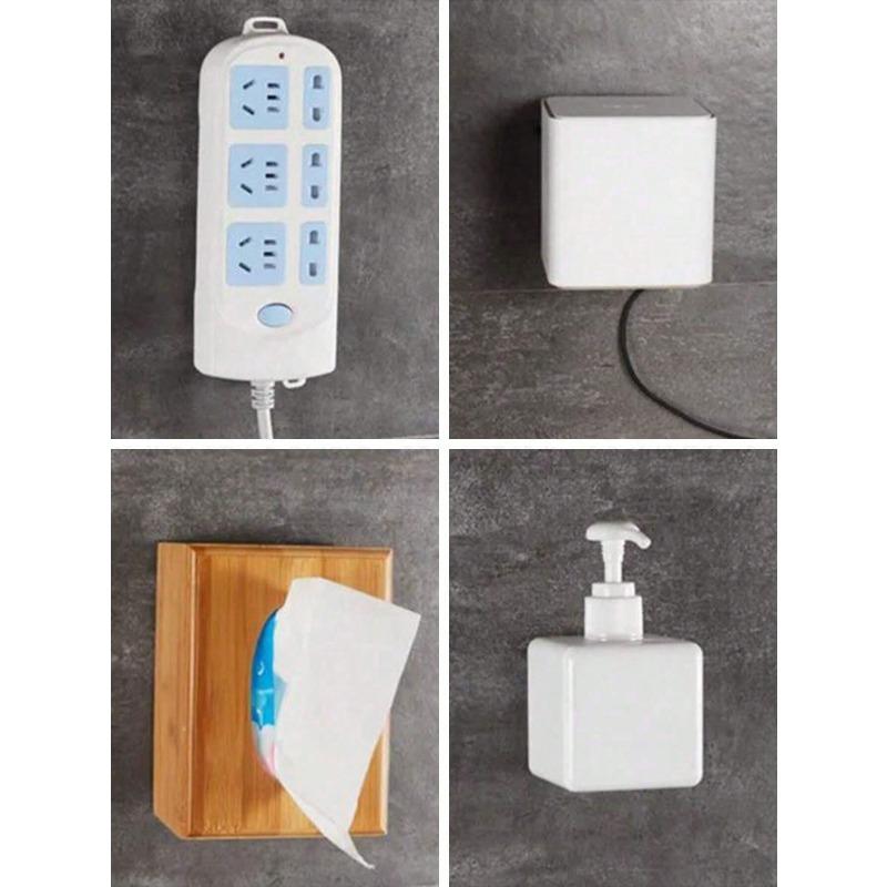 5 Pairs Clear Wall Hook, Adhesive Power Strip Rack For Household Transparent Strong Perforation-Free Storage Box Tissue Box Storage Shelf Clip Patch