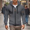 2025 Autumn and Winter New Solid Color Hooded Sweatshirt Zipper Cardigan Casual Jacket