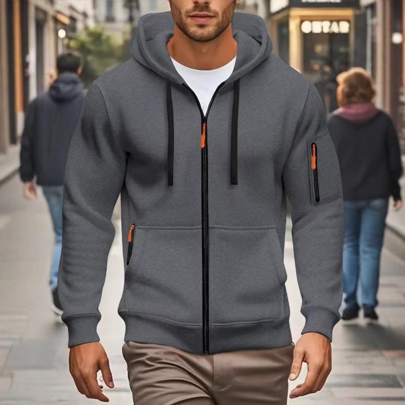2025 Autumn and Winter New Solid Color Hooded Sweatshirt Zipper Cardigan Casual Jacket
