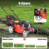 140CC 4-Stroke Gas Push Self Propelled Lawn Mower 3-in-1 Lawn Mower with Grass Bag, 8 Gears Height Adjustable for Lawn Weeding