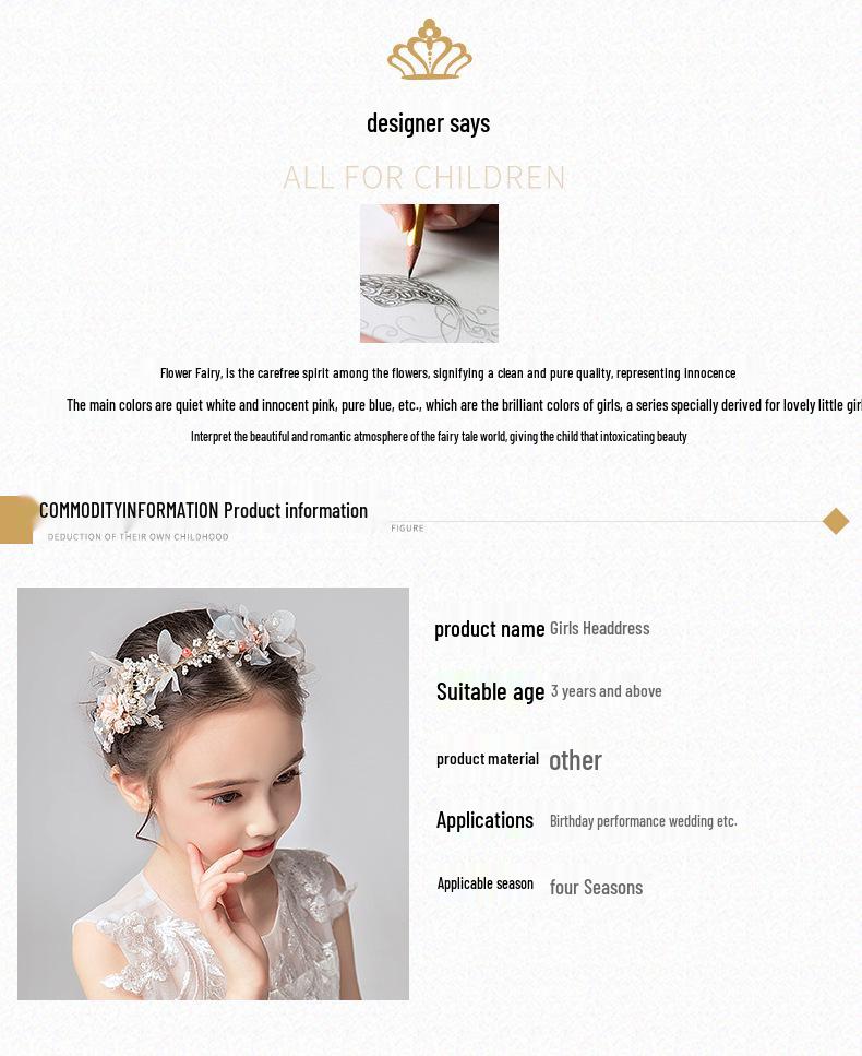 Princess Pink Flower Fairy Headband for Girls - Silk Gauze Fabric