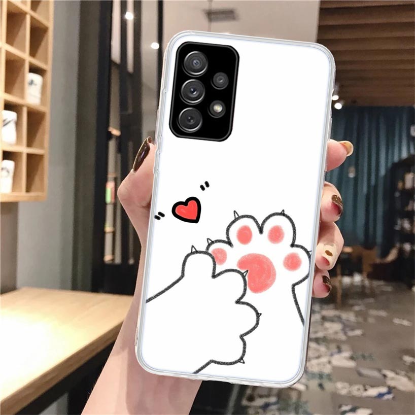 Cat Footprint Funny Paw Cute Soft Phone Case For Samsung Galaxy A52 A42 A32 A12 A22 A51 A50S A30S A20S A10S A71 A41 A31 A21S A40