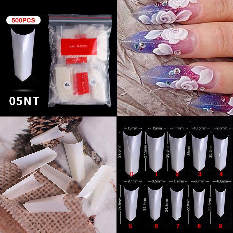 500Pcs/Bagged False Nail Tips Acrylic Practice Nail Capsules Artificial Nails Soft Gel Full Cover Coffin Nail Tips Manicure Tool