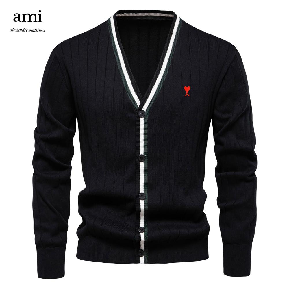 AMI 2025 Herbst/Winter Neue Strickjacke mit V-Ausschnitt und langen Ärmeln für Herren