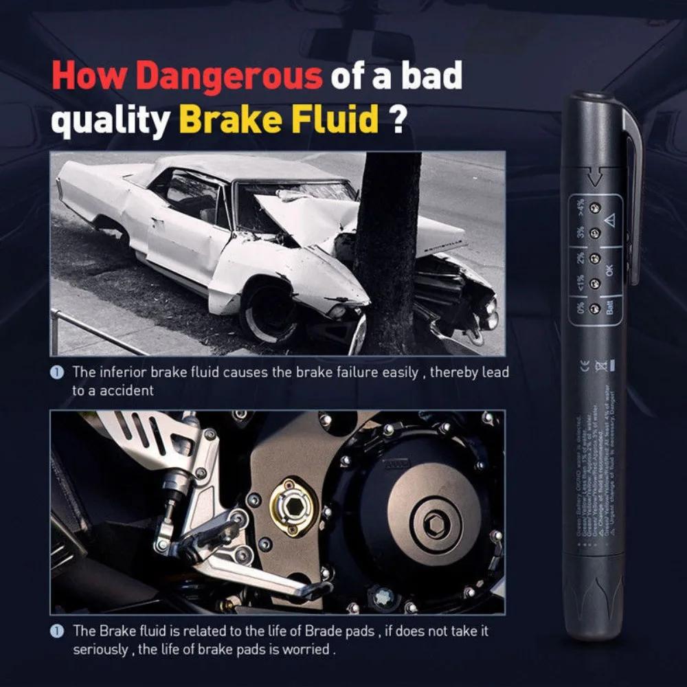 Test Pen Automobile Brake Fluid Oil Tester Pen With 5 LED Lights Display Battery Testers With Brake Fluid Tester For Car