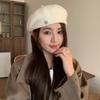 Autumn and winter beret small round label temperament wool hat female face small high quality elegant warm painter hat light luxury