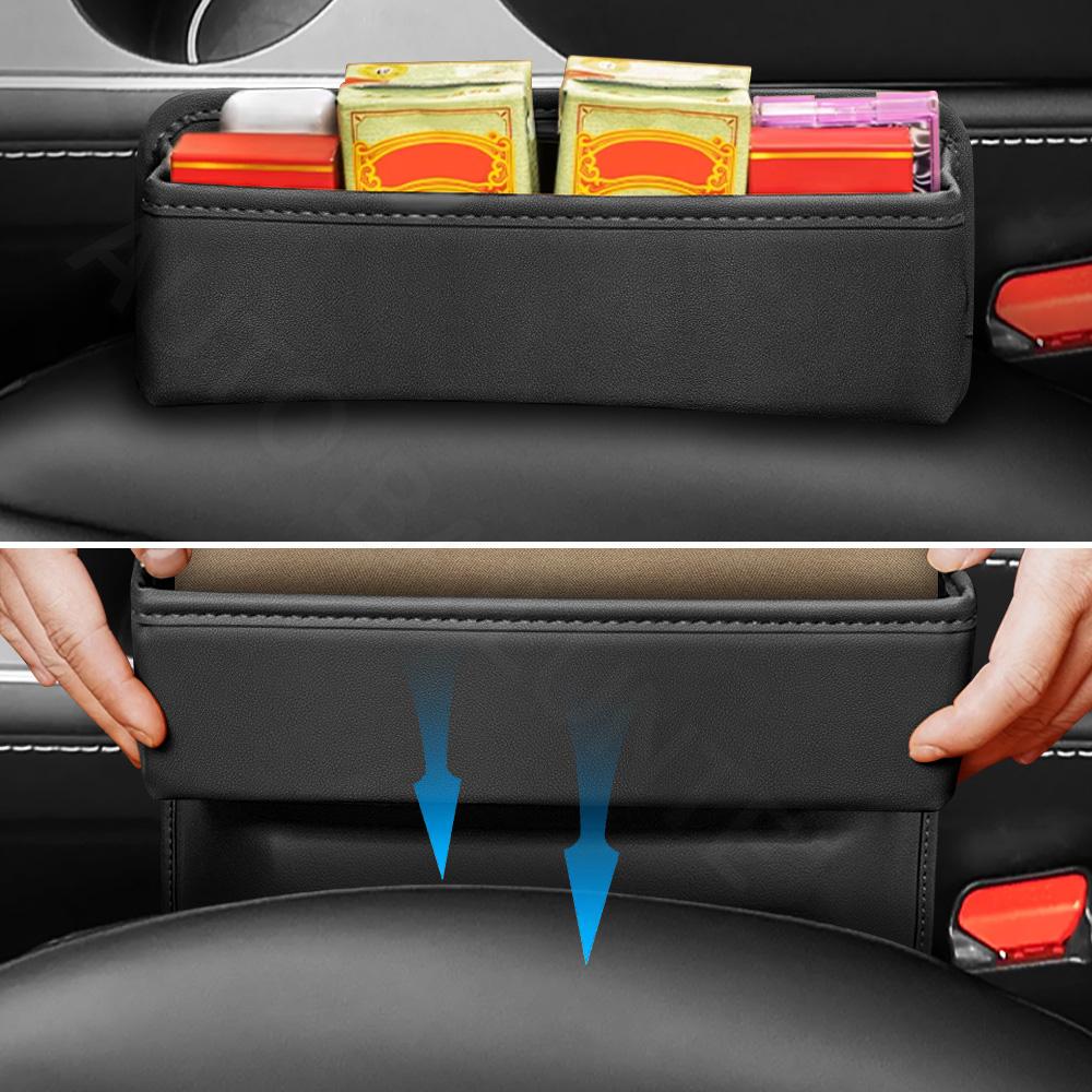 For Ford Edge Focus Kuga C-MAX Mustang Explorer Bronco Expedition Everest Car Seat Gap Organizer Storage Box Leather Accessories