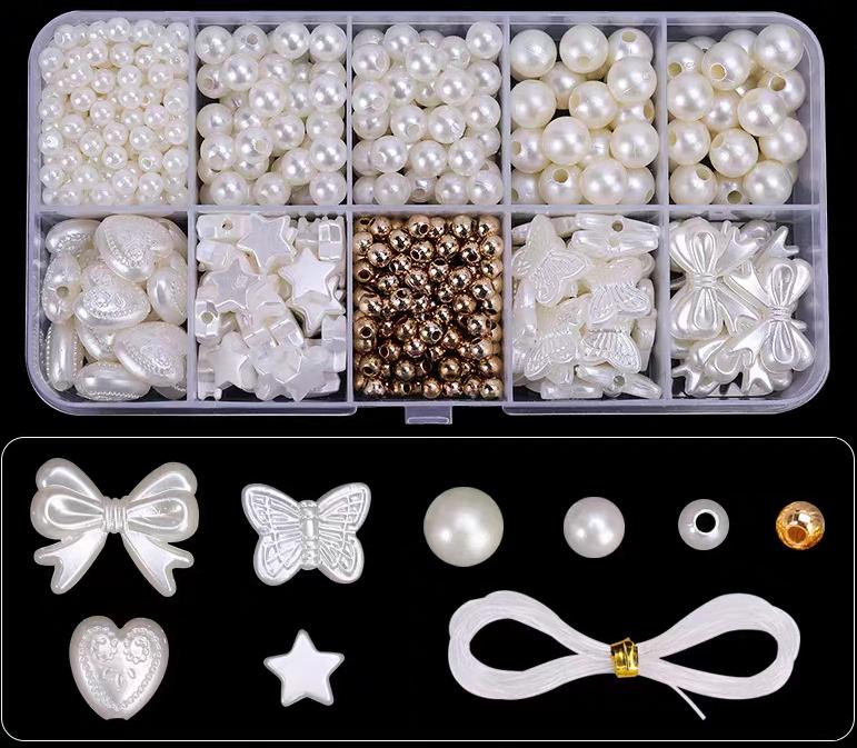 

760pcs White Mixed Acrylic Pearl Polished Loose Beads Set Elegant for DIY Jewelry Decors Handmade Craft Jewelry Making Supplies