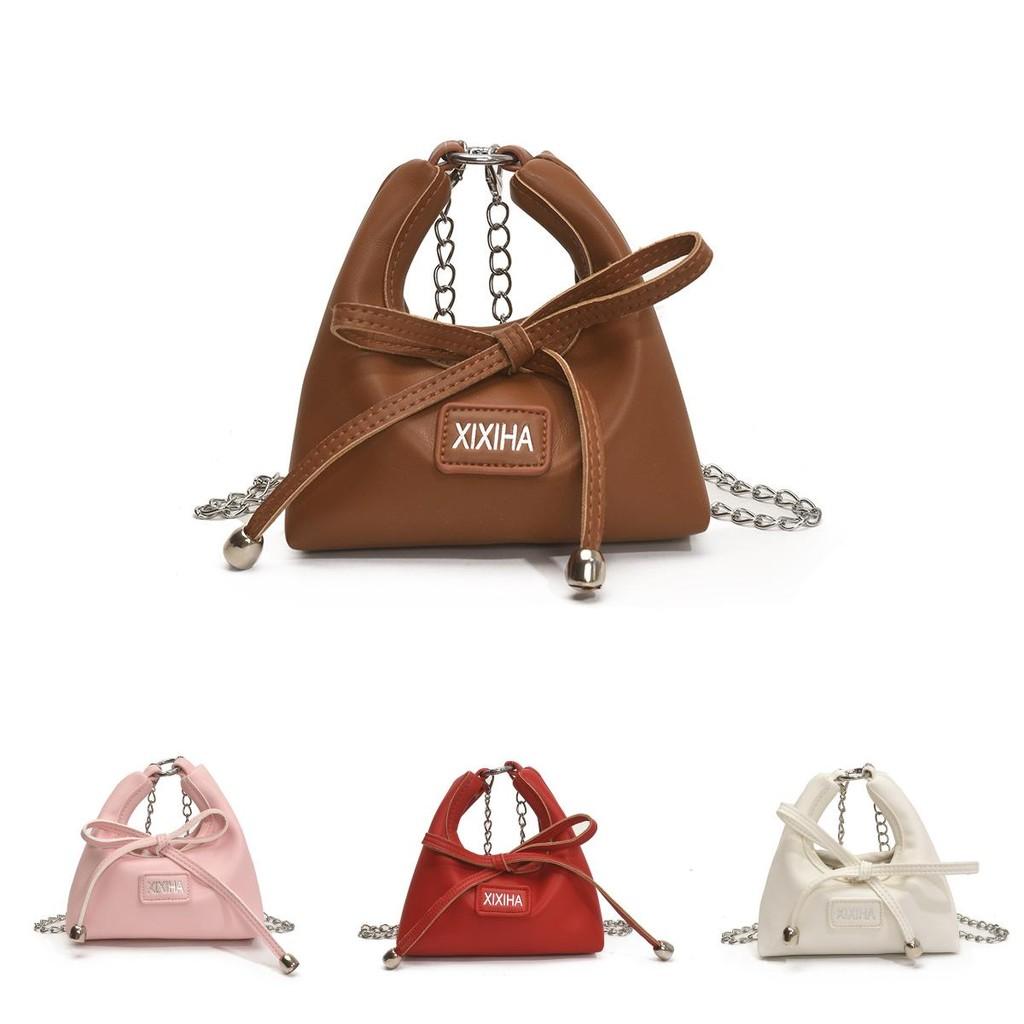 Mini Pu Girl Chain Crossbody Bag With Butterfly Bow And Breathable Lightweight Design For Daily Use