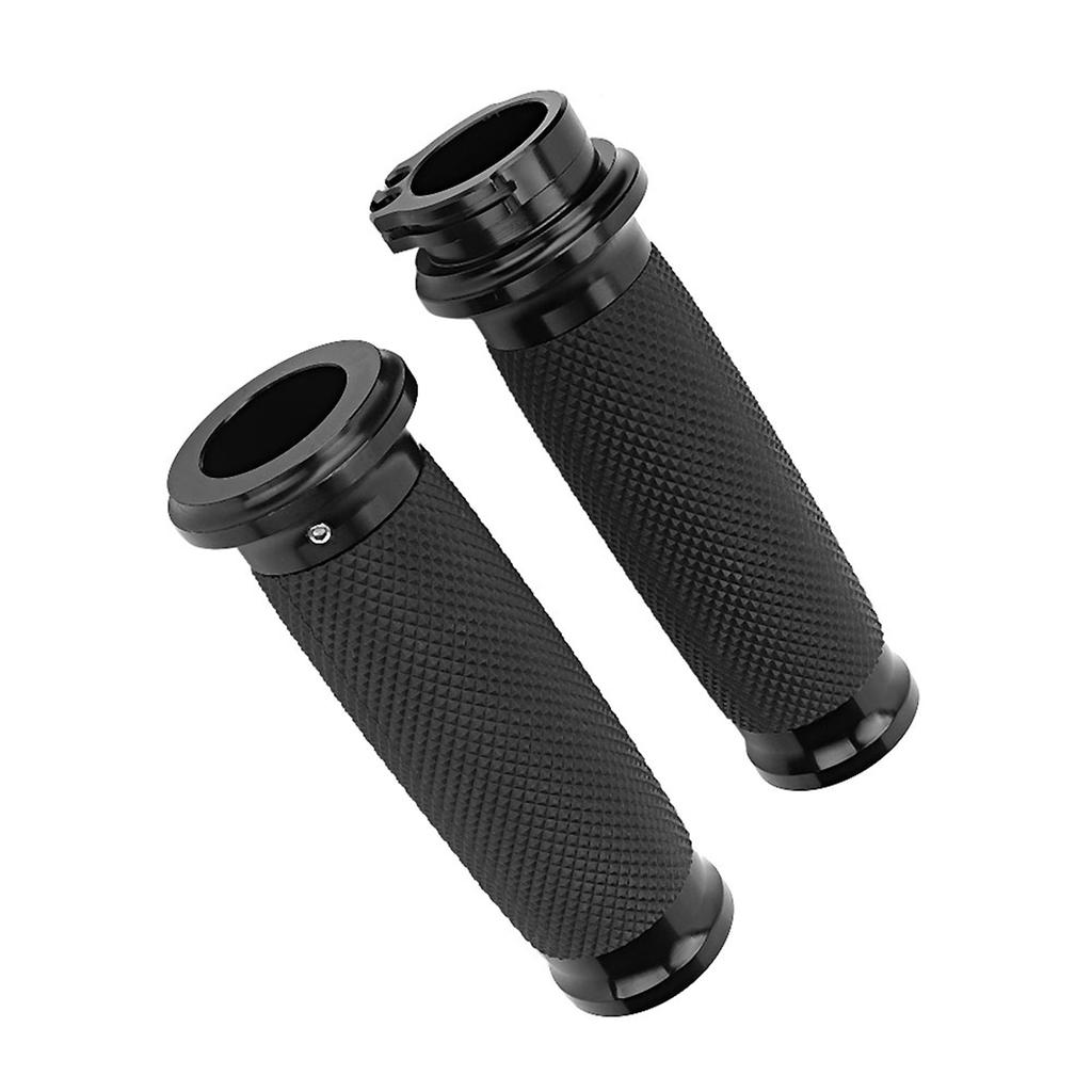 1 Pair Universal Motorcycle 25mm Handgrip Aluminum+Rubber Anti Slip Handlebar Grip Cover(Black)