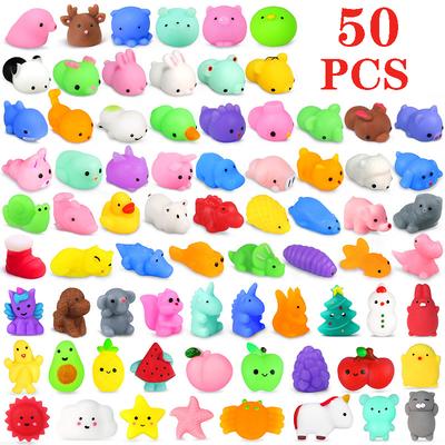 50 Stück Mini Mochi Squishies Kawaii Cartoon Squishy Spielzeug für Kinder Stressball Quetsch Partygeschenke Stressabbau Spielzeug für Geburtstag