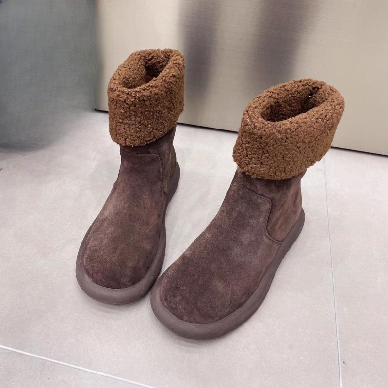New Style Vintage Versatile Thick Mid-calf Boots, Cotton Shoes with Fleece Lining, Snow Boots for Women