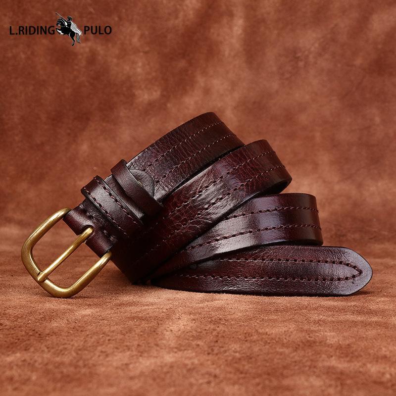 Retro Korean Style Fashion Trend All-match Copper Buckle Belt Women's Genuine Leather First Layer Cowhide Belt