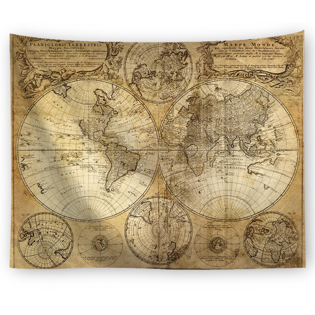 

SALUDABLE World Map Tapestry Poster Antique Goods Large Retro Vintage (100x150cm)
