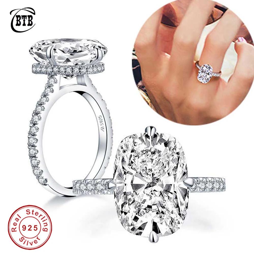 New Silver 925 Oval Real Moissanite Rings D Color Vvs1 8ct Women Wedding Luxury Diamond Rings Jewelry