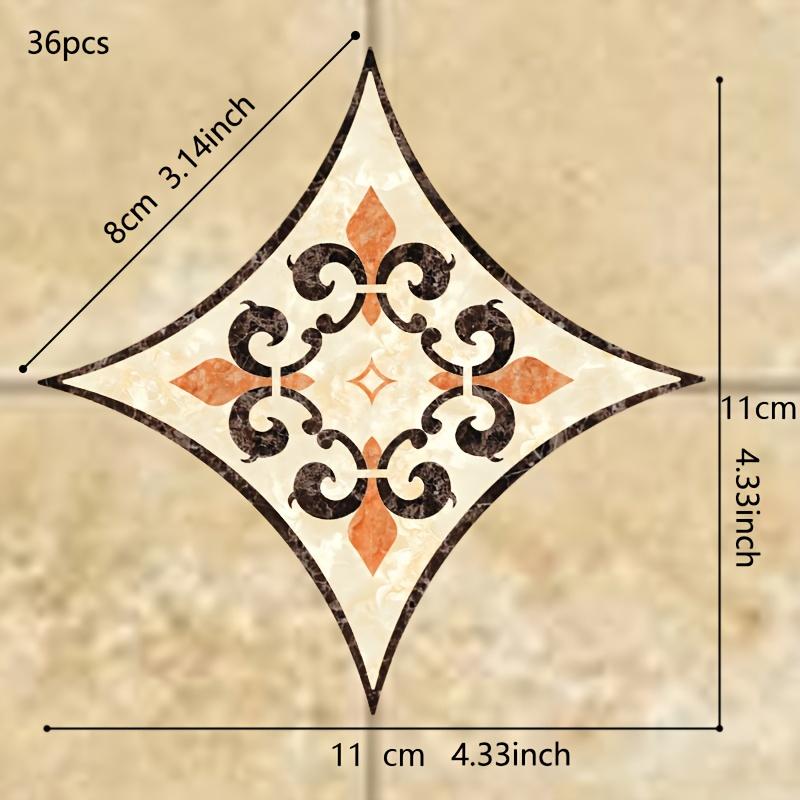 36PCS Bohemian Pattern Tile Diagonal Line Sticker, Self-adhesive Waterproof Living Room Dining Room Kitchen And Bathroom Floor Sticker