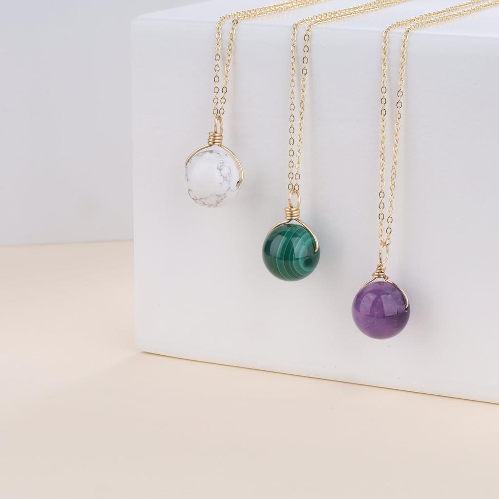 16mm Malachite Purifying Power Stone Necklace for Women [Koai]