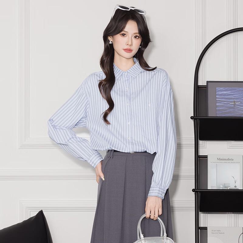 Terman Women s 100% Cotton Striped Long-Sleeve Shirt One Size