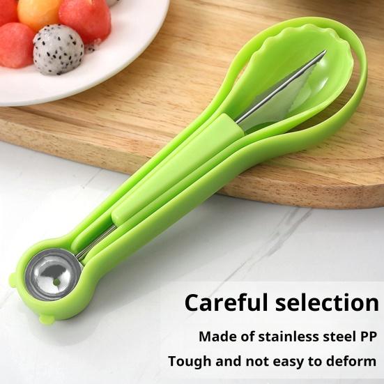 

Резак для арбуза 3 в 1, сепаратор для фруктовой мякоти, инструмент для резьбы с двойной головкой, кухонные гаджеты из нержавеющей стали для дыни, дыни, киви, мороженого зелёный
