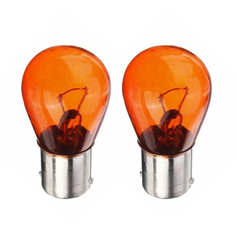 2pcs P21W 1156 BA15S 581 Amber Car Auto Scooter Indicator Break Parking Turn Light Bulb Lamp 21W DC12V Halogen Lamp Bulbs
