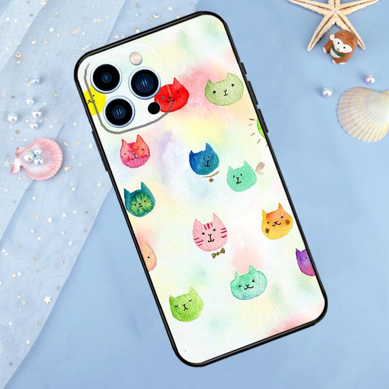 Cute Cartoon Cat Phone Case For iPhone 15 16 Pro Max 13 11 12 14 Pro Max XR XS X 7 8 Plus 12 13 Mini Cover