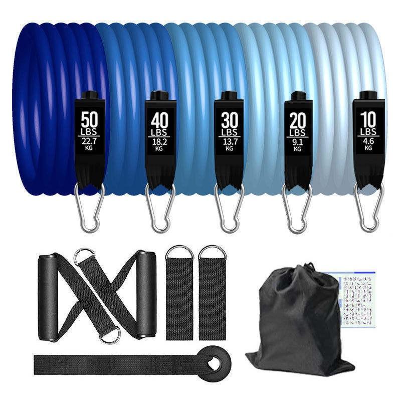 Hot Sale 11-Piece Multifunctional TPE Resistance Band Set 4.5-91kg Chest Muscle Strength Training Indoor Outdoor Fitness Adults