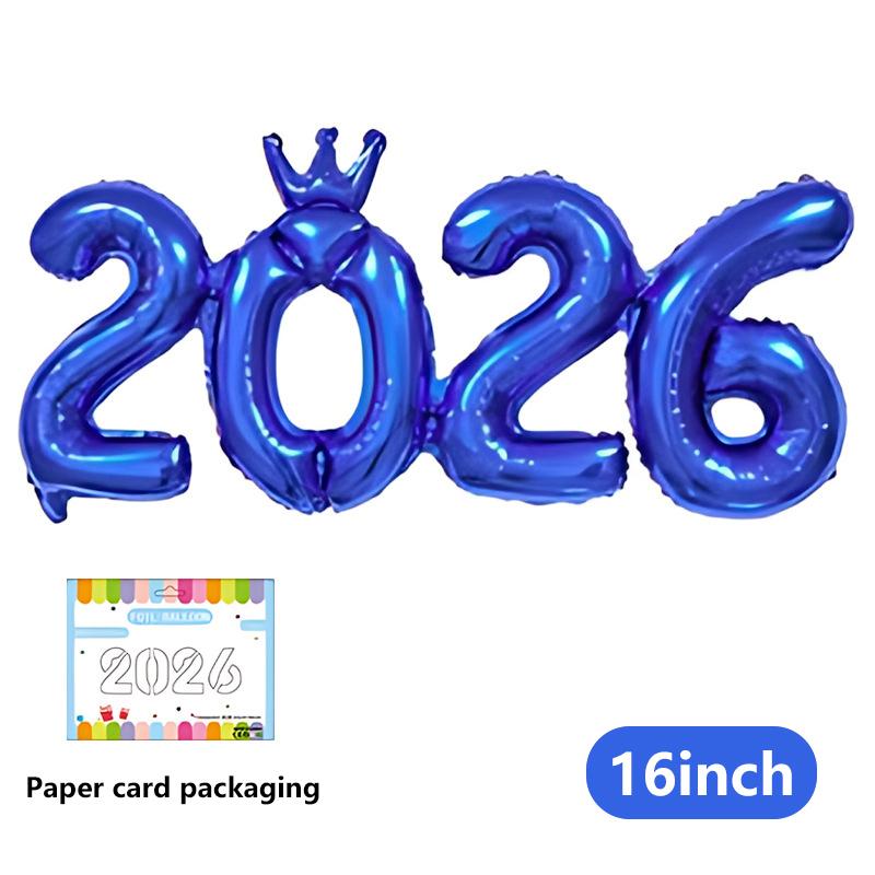 

Разноцветные шары-цифры 2026 16 дюймов фольгированные шары-короны Год Ева Рождество Выпускной Вечеринка по случаю дня рождения украшение